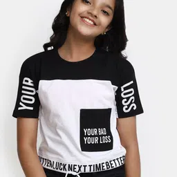 V-Mart Girls Typography Printed Cotton T-shirt-image-61