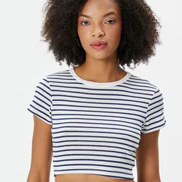 Koton Striped Crop Casual T-shirt-image-12