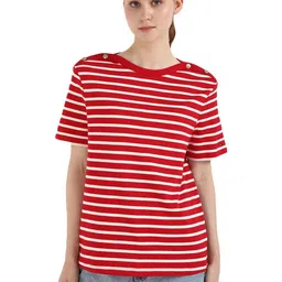 Tommy Hilfiger Women Striped Round Neck Short Sleeves T-shirt-image-70