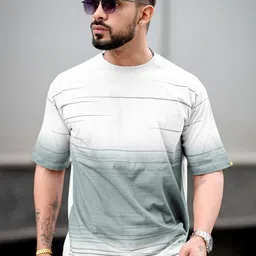 Maniac Men Abstract Printed Neck Cotton Oversized Tshirt-image-42
