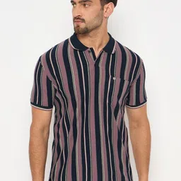 Duke Men Striped Polo Collar Cotton T-shirt-picture-40