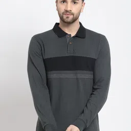 Kalt Men Striped Polo Collar Pockets T-shirt-image-51