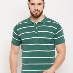 Cantabil Striped Polo Collar Casual Pure Cotton T-shirt-picture-48