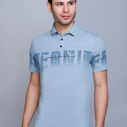 Fort Collins Typography Printed Polo Collar Cotton T-shirt-image-63