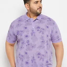 THE MILLION CLUB Plus Size Floral Printed Polo Collar Cotton Casual T-shirt-image-65