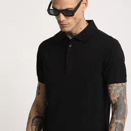 THE BEAR HOUSE Men Solid Regular Fit Cotton Polo Collar T-Shirt-image-80