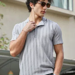 Campus Sutra Men Self Design Polo Collar Cotton T-shirt-image-15