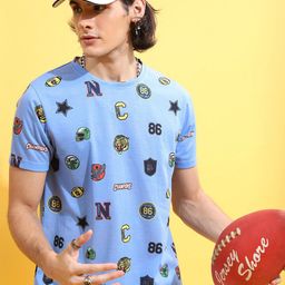 KETCH Round Neck Conversational Printed Cotton T-Shirt-image-56