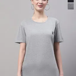 VIMAL JONNEY Pack Of 3 Round Neck Short Sleeves Cotton T-shirts-image-63