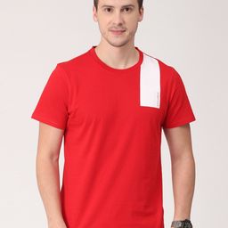 Mast & Harbour Men Red & White Crew Neck T-shirt-image-28