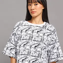 Bewakoof x Official Garfield Merchandise Garfield Typography Print Oversized Top-image-91
