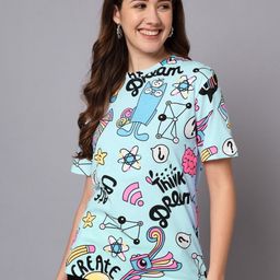 The Dry State Women Conversational Printed Round Neck Cotton T-shirt-image-43