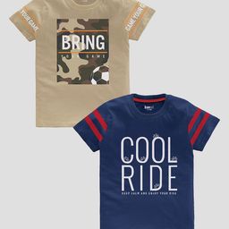 BAESD Boys Pack Of 2 Typography Printed Pure Cotton T-shirt-image-76