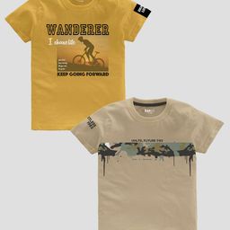 BAESD Boys Pack Of 2 Typography Printed Pure Cotton Casual T-shirt-image-78