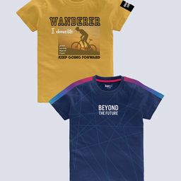 BAESD Boys Pack Of 2 Typography Printed Pure Cotton T-shirt-image-85
