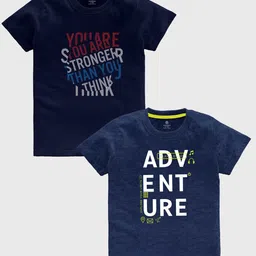 CODEZ Boys Pack OF 2 Typography Printed Cotton T-shirt-15