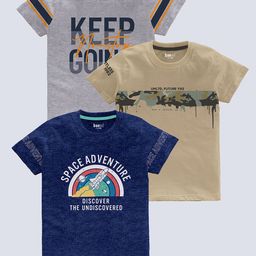 BAESD Boys Pack of 3 Typography Printed Pure Cotton T-shirt-image-74