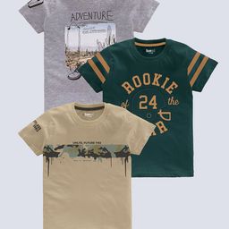 BAESD Boys Pack Of 3 Printed Pure Cotton T-shirt-image-60