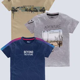 BAESD Boys Pack Of 3 Printed Round Neck Short Sleeves Pure Cotton T-shirt-picture-16