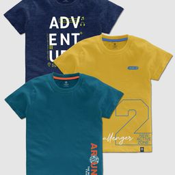 CODEZ Boys Pack Of 3 Typography Printed Cotton T-shirt-10