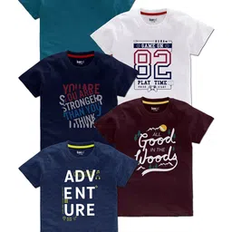 BAESD Boys Pack Of 5 Typography Printed Cotton T Shirts-72