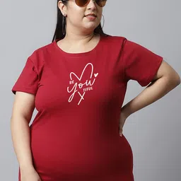 UnaOne Plus Size Typography Printed Regular Fit Cotton T-shirt-image-42