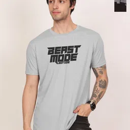 Leotude Men Pack Of 2 Typography Printed Round Neck Oversized T-shirts-image-72