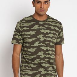 Lee Men Olive Green Camouflage Printed Cotton T-shirt-picture-35