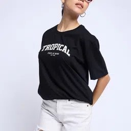 Mast & Harbour Round Neck Typography Printed T-shirt-image-65