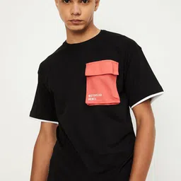 max Boys Typography Printed Pockets T-shirt-12