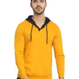 Black Collection Men Solid Hooded Cotton T-shirt-image-103
