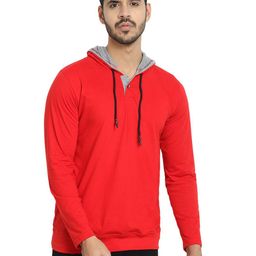 Black Collection Men Solid Hooded Cotton Casual T-shirt-image-5
