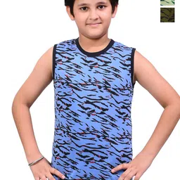 BAESD Boys Pack Of 3 Camouflage Printed Round Neck Sleeveless Cotton Regular T-shirt-picture-1