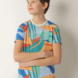Jack & Jones Junior Boys Graphic Printed Pure Cotton T-Shirt-image-89