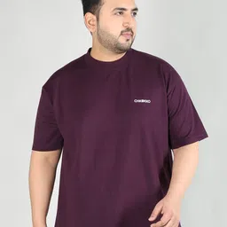 CHKOKKO Plus Size Round Neck Relaxed Fit Cotton T-shirt-image-6
