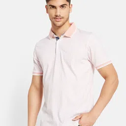 Octave Micro Ditsy Printed Polo Collar Cotton T-shirt-picture-25