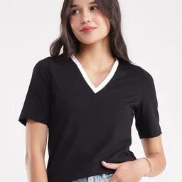 FableStreet V-Neck Short Sleeves Pure Cotton T-shirt-picture-45