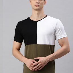 Urban Dog Colorblocked Pure Cotton Casual T-Shirt-image-58