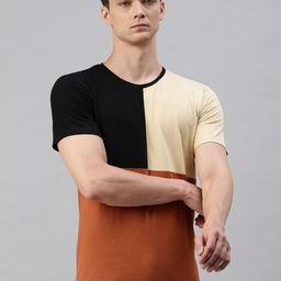 Urban Dog Colourblocked Round Neck Cotton T-shirt-image-61