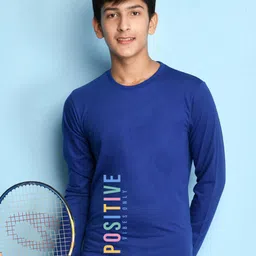 NUSYL Boys Blue Typography Printed T-shirt-image-60
