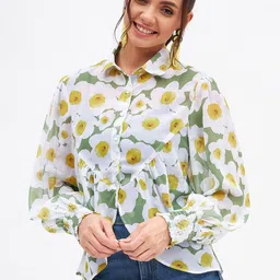 Kibo Floral Print Georgette Shirt Style Top-image-18