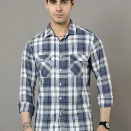 Bushirt Classic Tartan Checks Pure Cotton Casual Shirt-image-93