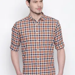 Basics Men Brown Slim Fit Checked Casual Shirt-image-61