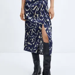 MANGO Printed A-Line Midi Slit Skirt-85
