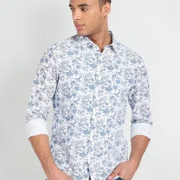 Flying Machine Slim Fit Opaque Floral Printed Casual Shirt-image-90