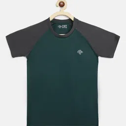 CHIMPRALA Girls Green & Grey Colourblocked Round Neck T-shirt-picture-29