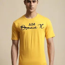 Miaz Lifestyle Typography Printed Short Sleeve Round Neck Running Pure Cotton T-shirt-image-76
