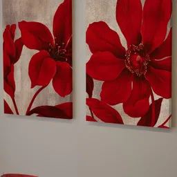 Art Street Red & Brown 2 Pieces Floral Painting Wall Art-24