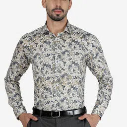 WYRE Slim Fit Floral Printed Pure Cotton Formal Shirt-picture-2