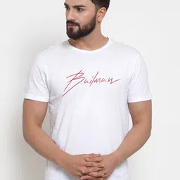 DOOR74 Men White & Red Typography Printed Cotton T-shirt-4